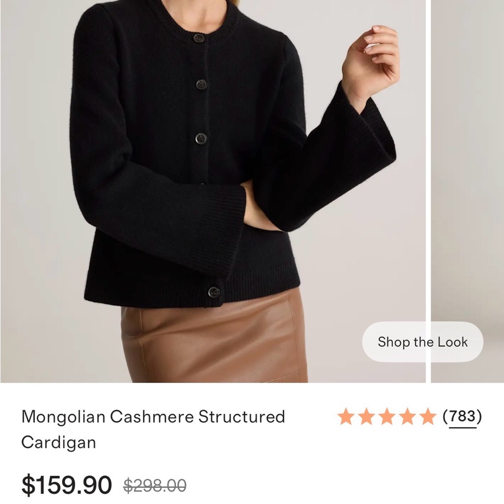 Quince Black Women's Mongolian Cashmere Cardigan - Picture 5 of 5